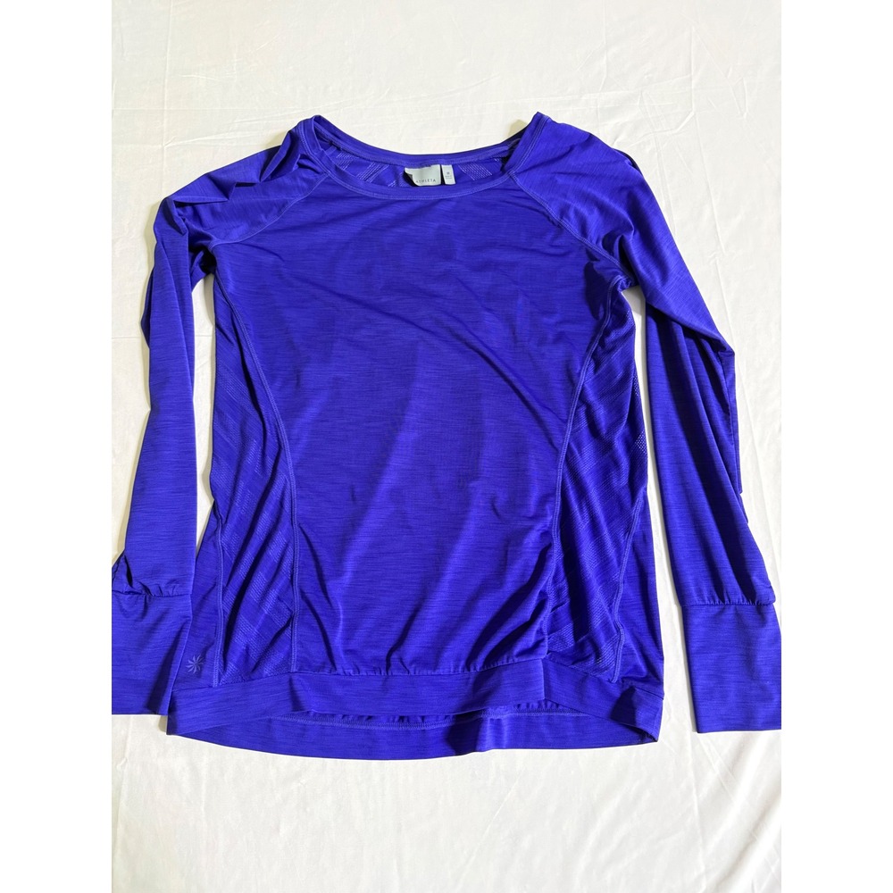 Athleta Womens Purple Long Sleeve Mesh Back Performance Top Size M Activewear